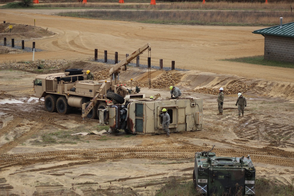 Soldiers hold field training for the Regional Training Site-Maintenance Wheeled-Vehicle Recovery Operations Course at Fort McCoy