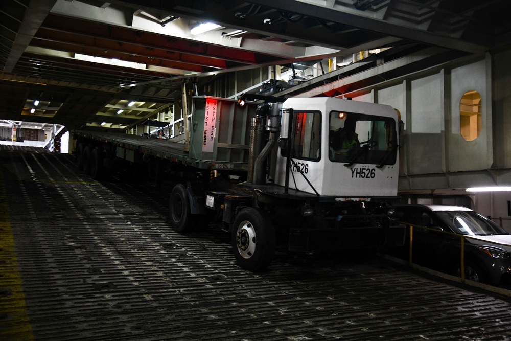 Army soldiers transport cargo for global operations