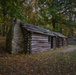 Revolutionary War soldier and officers’ huts