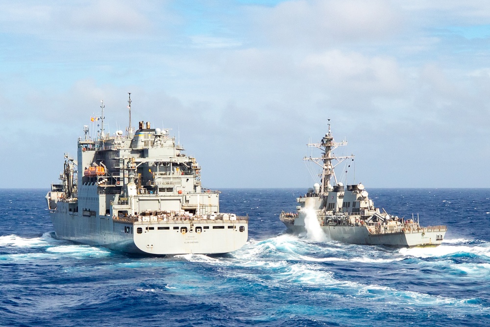 USNS Alan Shepard Sails Alongside USS Barry for RAS During Keen Sword 21