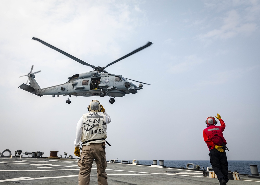 McCain conducts Cross-deck Flight Operations during Malabar 2020