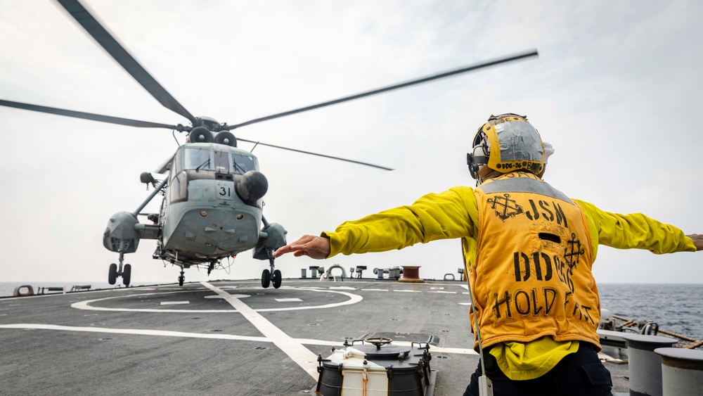 McCain conducts Cross-deck Flight Operations during Malabar 2020