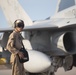 Plane Captain Prepares F/A-18 for Flight Operations