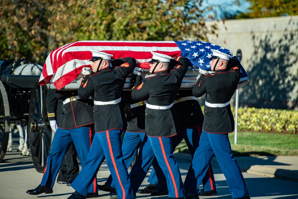 Modified Funeral Honors with Funeral Escort Are Conducted for U.S. Marine Corps Pvt. 1st Class Bruce Carter in Section 60