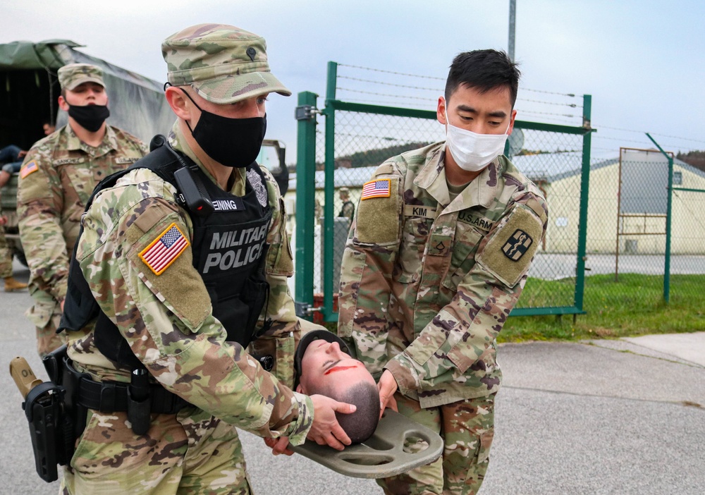 Maryland National Guard, Fort Hood Soldiers respond to mock mass casualty vehicle collision