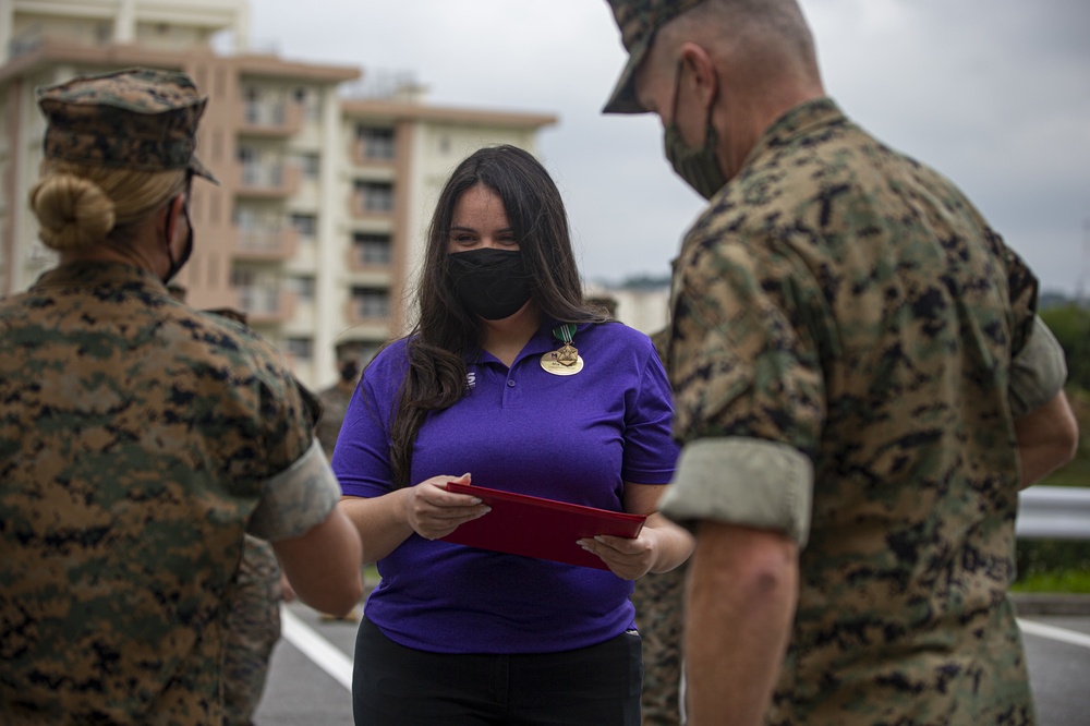 Task Force Permanent Change of Station personnel receive awards from MCIPAC’s top leaders