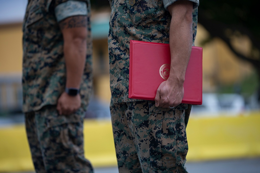 Task Force Permanent Change of Station personnel receive awards from MCIPAC’s top leaders