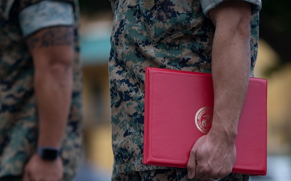 Task Force Permanent Change of Station personnel receive awards from MCIPAC’s top leaders