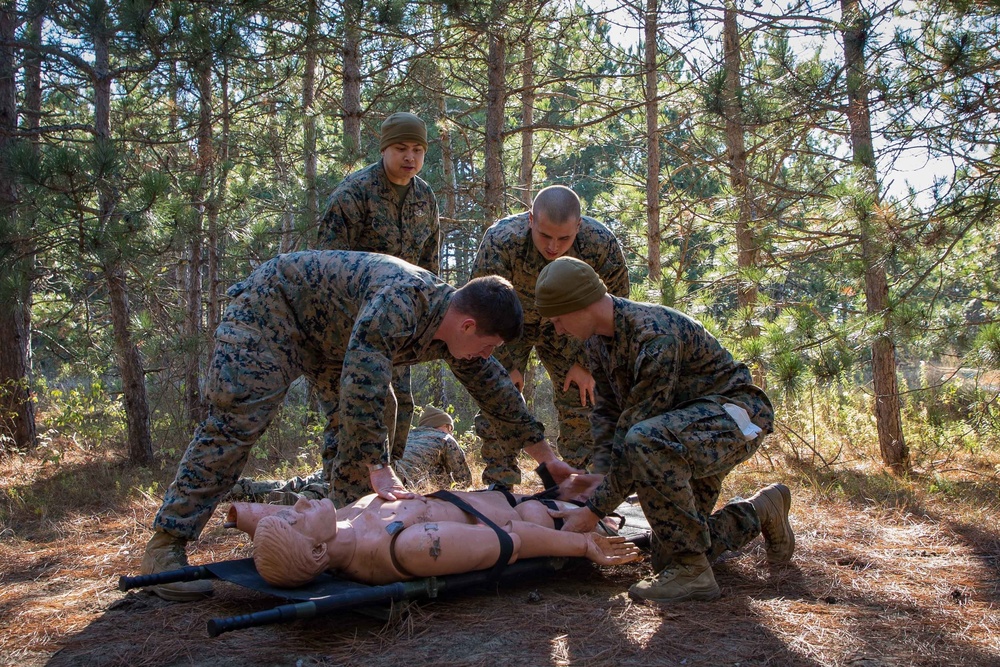 2nd Marine Logistics Group Marines conduct tactical combat casualty care during MEFEX 21.1