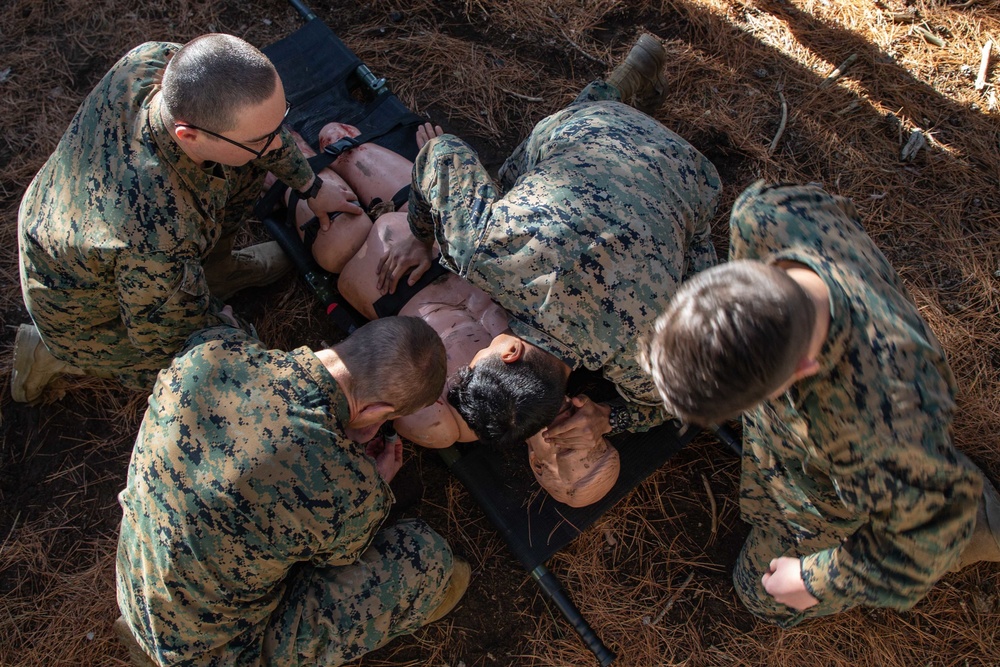 2nd Marine Logistics Group Marines conduct tactical combat casualty care during MEFEX 21.1