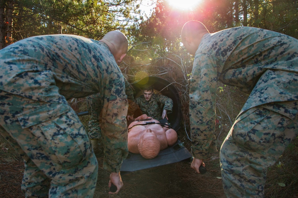2nd Marine Logistics Group Marines conduct tactical combat casualty care during MEFEX 21.1