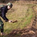 A Moldovan soldier conducts UXO training