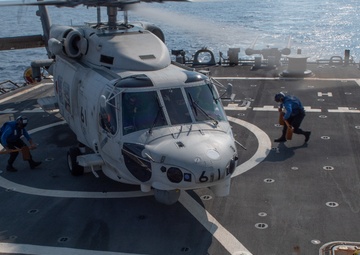 USS Barry Conducts a Helicopter Cross Deck Exercise with JS Ikazuchi