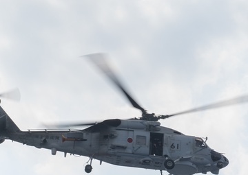 USS Barry Conducts a Helicopter Cross Deck Exercise with JS Ikazuchi