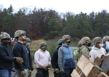 Rioters protest during crowd control training