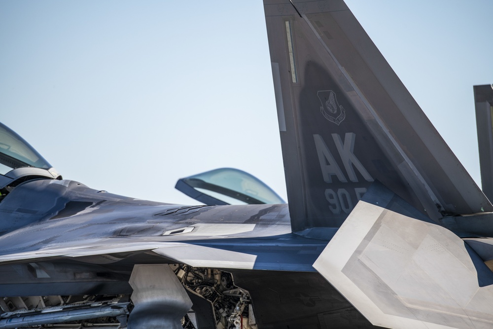 F-22s arrive for Checkered Flag