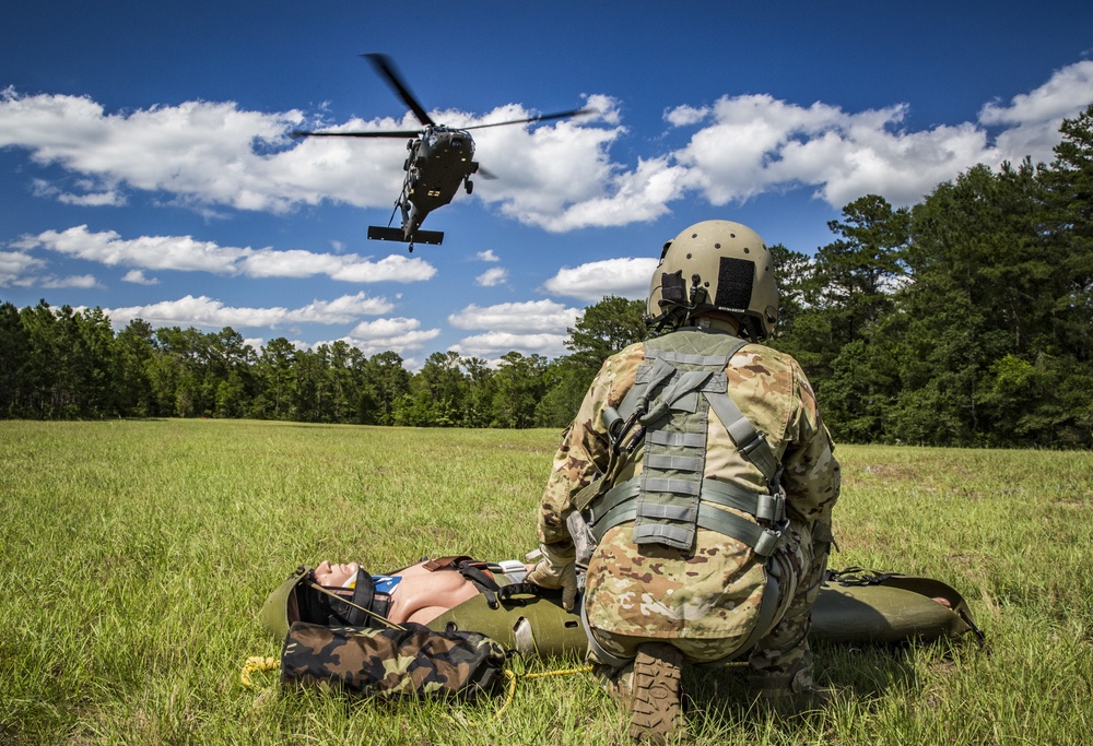 USAARL's UH-60M Black Hawk helicopter performing  dynamic hoist operations