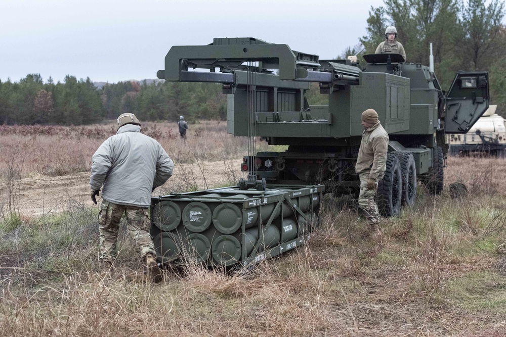 Wisconsin Army National Guard soldiers train with the HIMARS system.