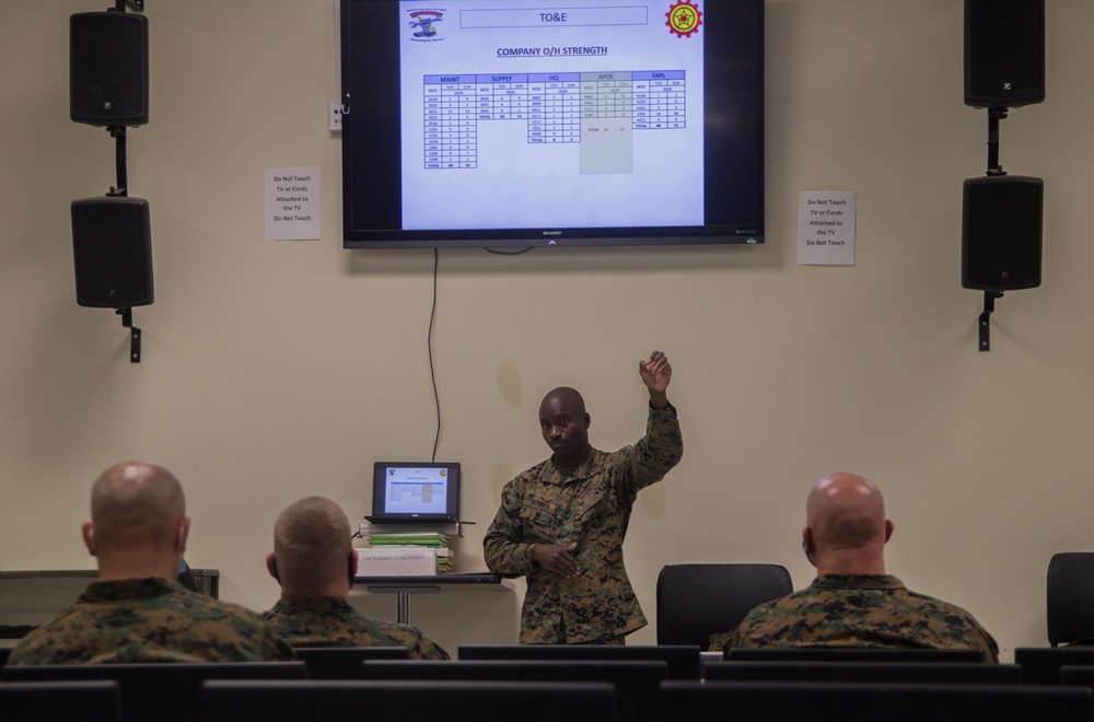 U.S. Marines with the 2nd Landing Support Battalion command team toured the Combat Logistics Company (CLC) 21 Aerial Port of Embarkation/Debarkation (APOE/D)