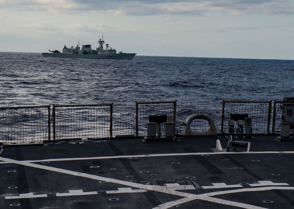 USS Curtis Wilbur Conducts Gunnery Exercise with HMCS Winnipeg