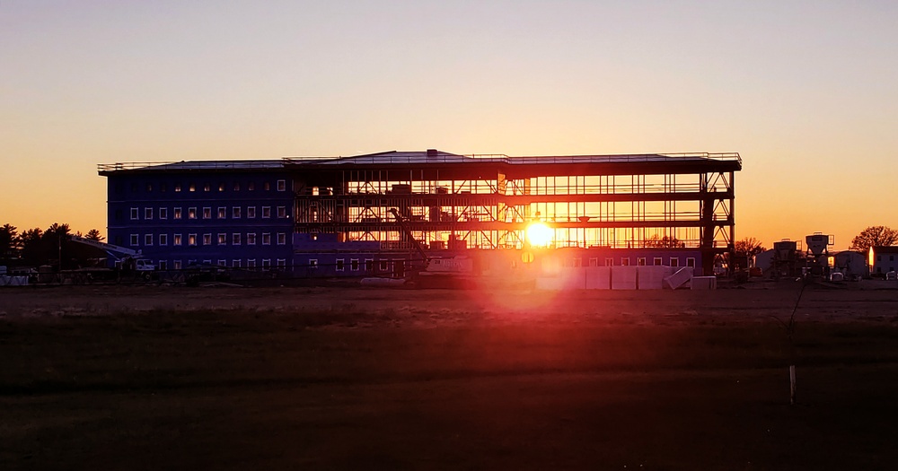 Sun sets on another day of barracks construction