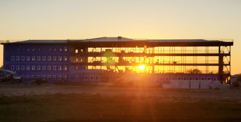 Sun sets on another day of barracks construction