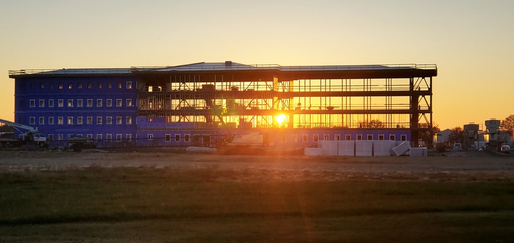 Sun sets on another day of barracks construction