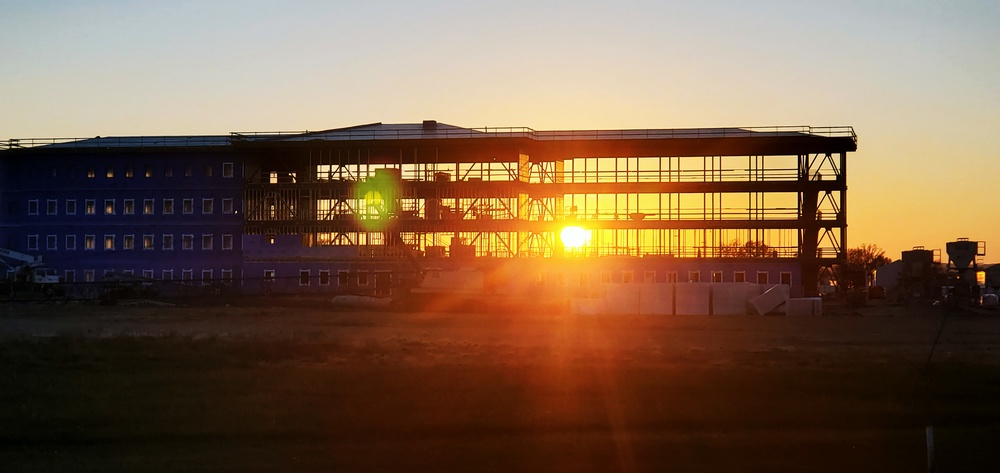 Sun sets on another day of barracks construction