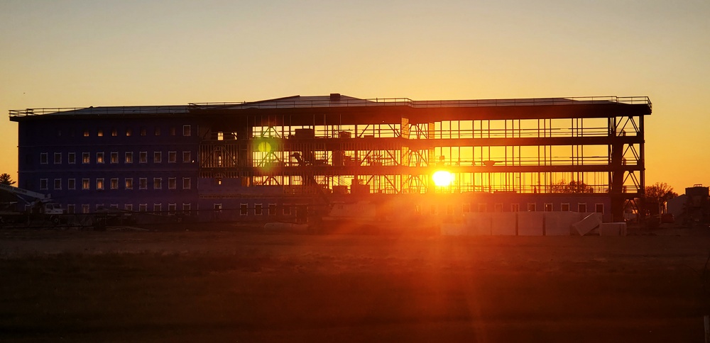 Sun sets on another day of barracks construction