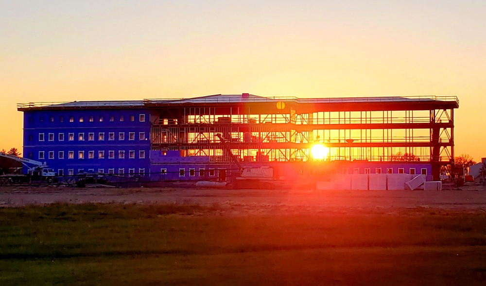 Sun sets on another day of barracks construction