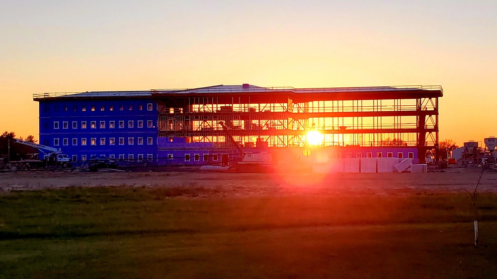 Sun sets on another day of barracks construction