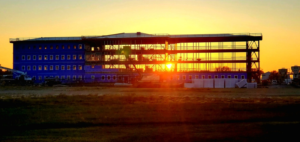 Sun sets on another day of barracks construction