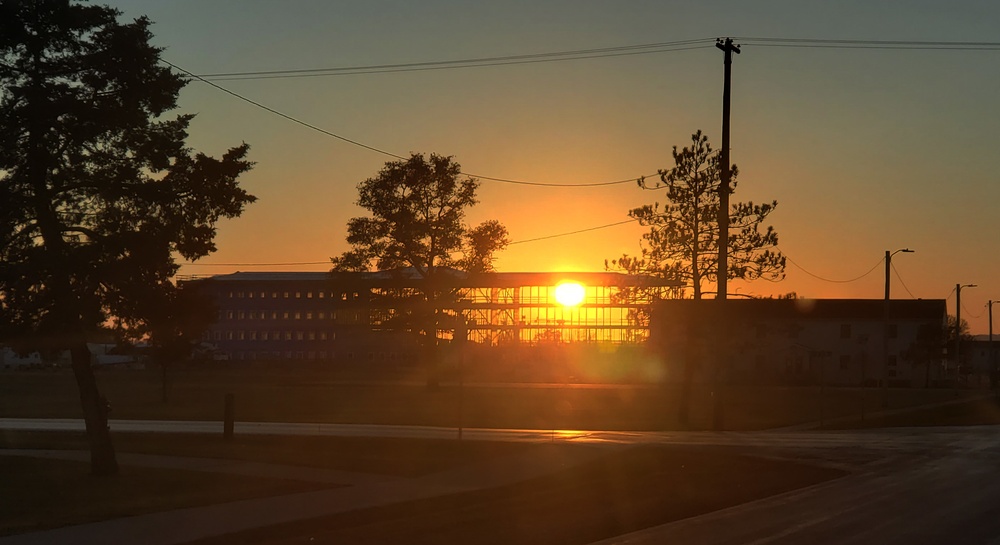 Sun sets on another day of barracks construction