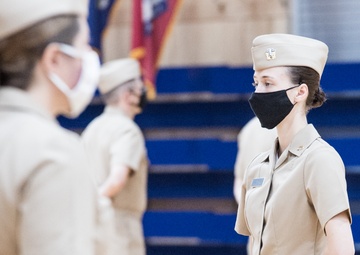 201106-N-TE695-0063 NEWPORT, R.I. (Nov. 6, 2020) Navy Officer Development School (ODS) class conducts a uniform inspection