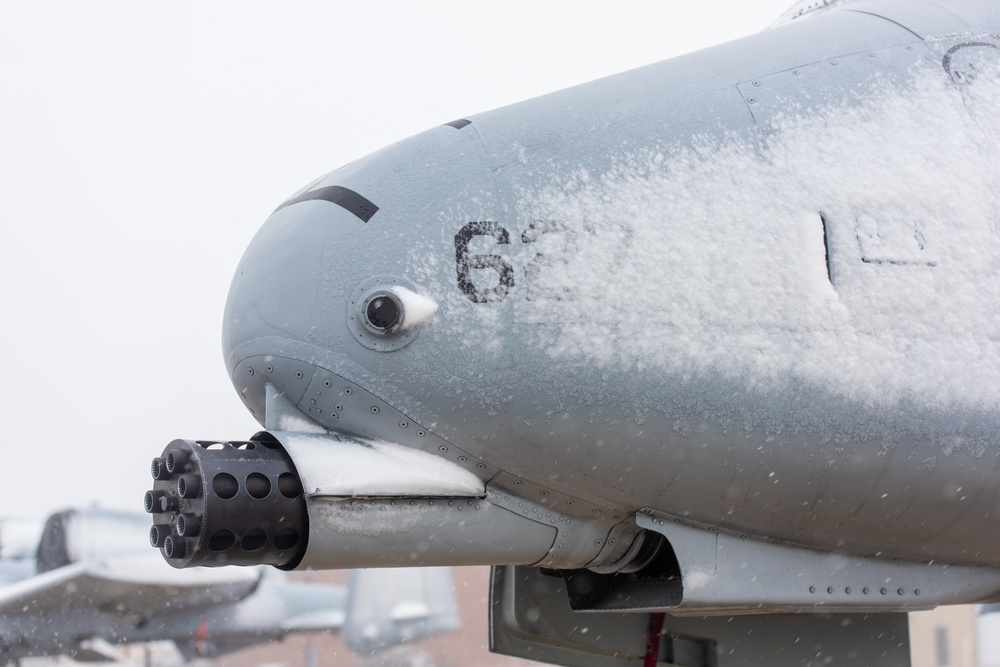 IDANG crew chiefs deice A-10 during snowstorm