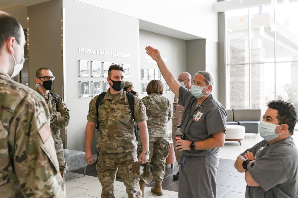 Airmen in-process at the Hospitals of Providence Transmountain Campus in El Paso