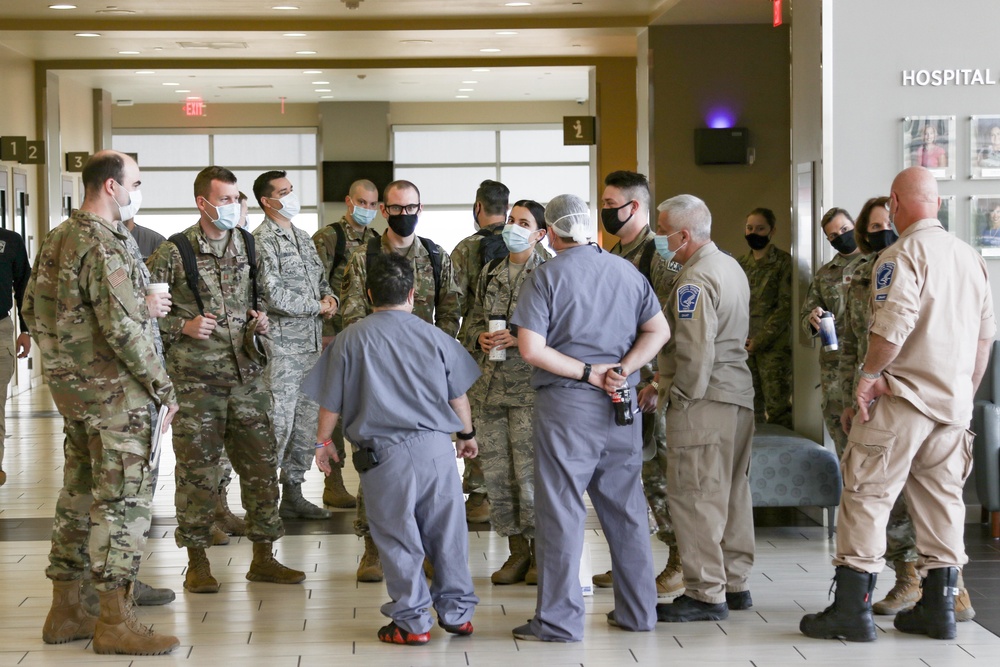 Airmen in-process at the Hospitals of Providence Transmountain Campus in El Paso