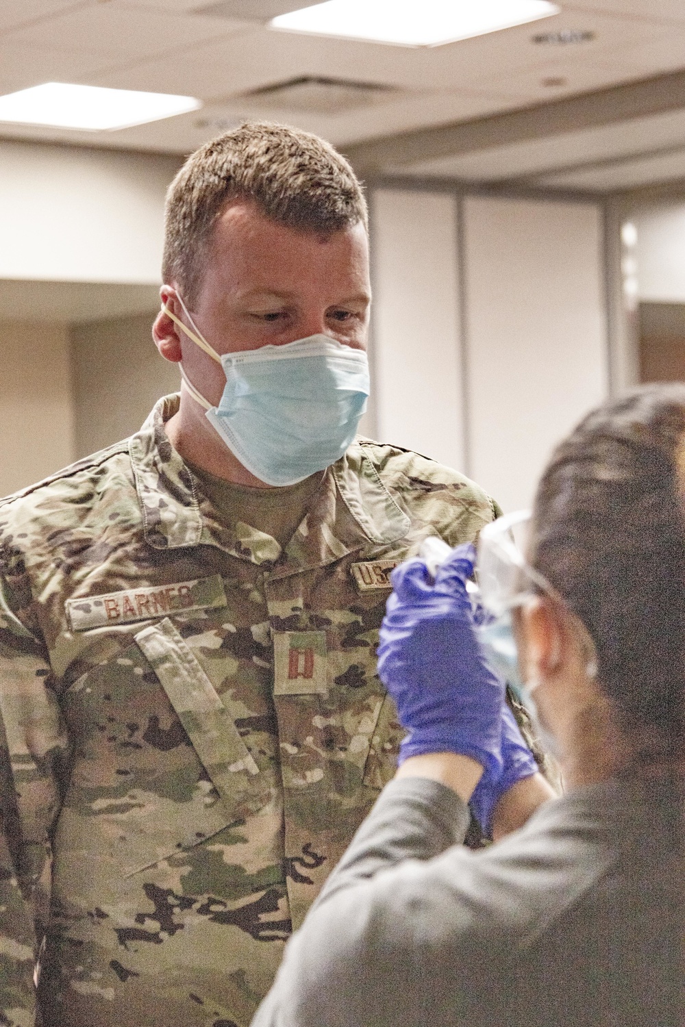 Airmen in-process at the Hospitals of Providence Transmountain Campus in El Paso