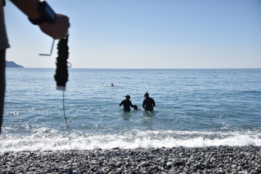 Scout swimmers survey Numazu Beach