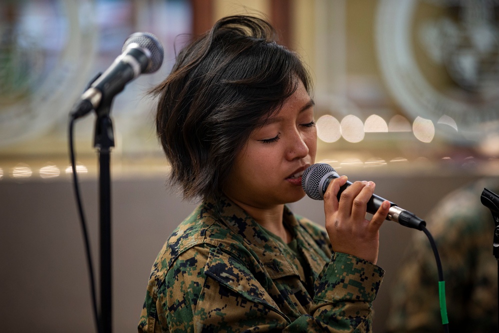 Leaders serve chow in celebration of U.S. Marine Corps 245th birthday