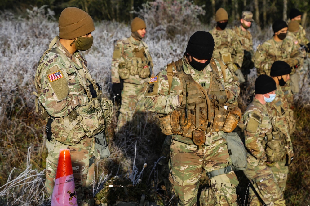 U.S. Army Soldiers conduct land navigation training during EIB/ESB