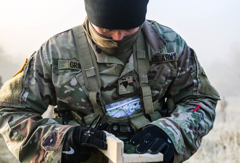 U.S. Army Soldiers conduct land navigation training during EIB/ESB