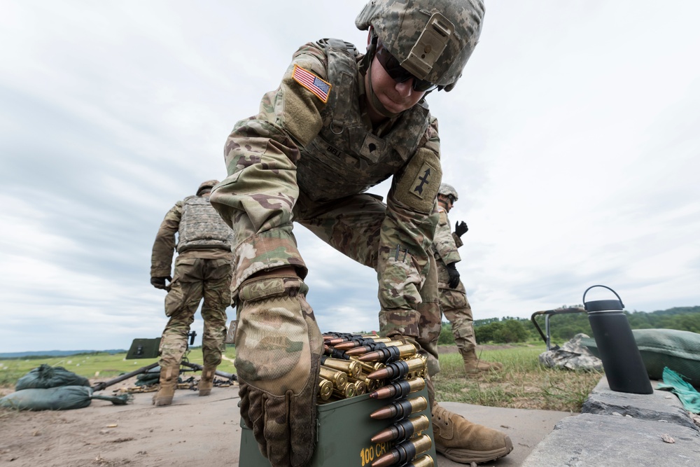 Wisconsin National Guard Troops from Ft. Atkinson's 1-105th Cav, train on  machine gun ranges at Fort McCoy 14 July 2020