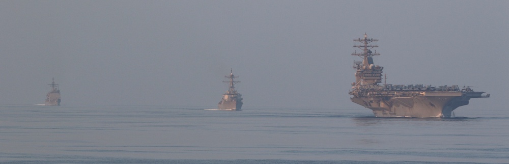 Nimitz Carrier Strike Group transits the Strait of Hormuz