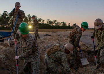 Marines partner with Seabees to conduct base repair after attack training