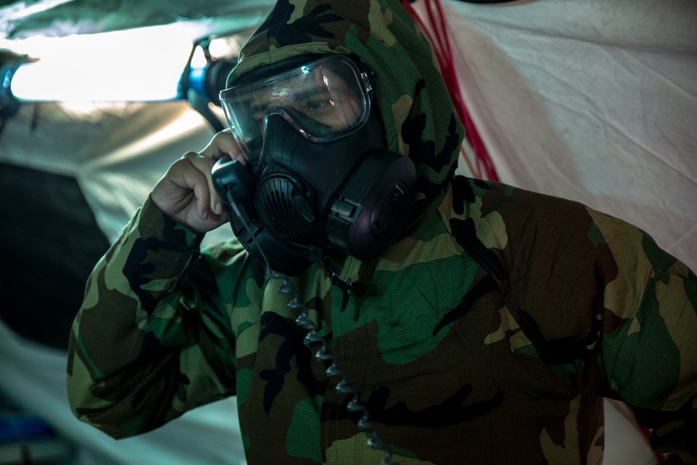 II MEF celebrates the Marine Corps birthday in MOPP gear