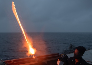 USS Barry Conducts a Flare Excercise