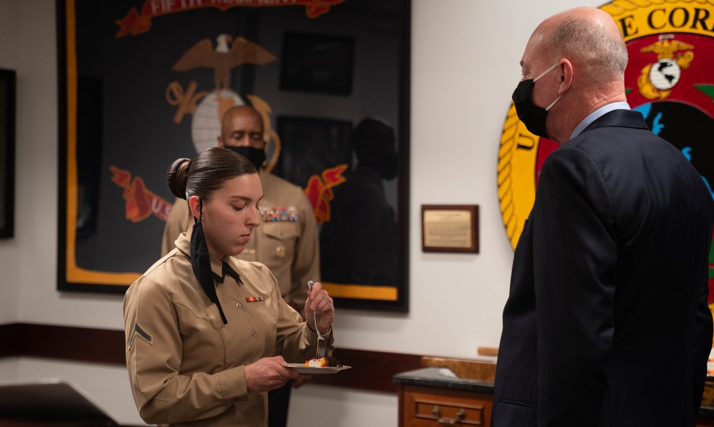 MARFOREURAF Marine Corps birthday cake cutting ceremony