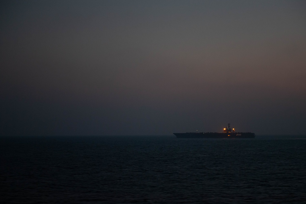 USS Nimitz steams in the Arabian Sea