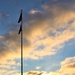 American flag, sunrise, and Veterans Day at Fort McCoy